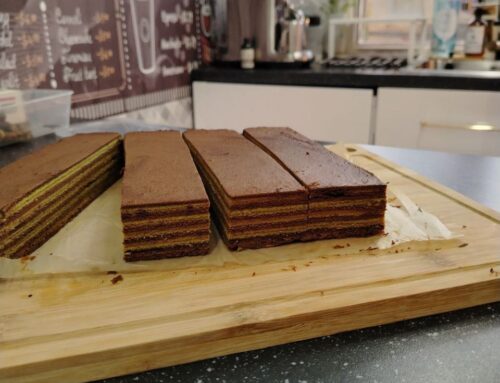 Kek Lapis Mint Chocolate Tanpa Ovalette